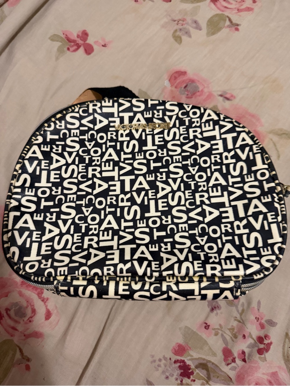 Victoria's Secret Navy and White Logo Cosmetic Case